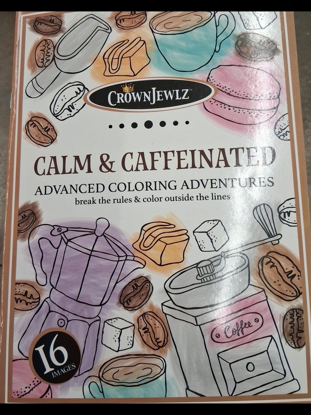 New CrownJewlz Calm & Caffeinated Advanced Coloring Book